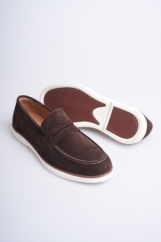 Fame Step Hakiki Deri Erkek Loafer Ayakkabı Süet Günlük Rahat Casual Mokasen Siena Kahverengi