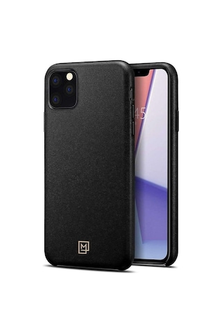 Spigen Apple Uyumlu iPhone 11 Pro Max İle Kılıf La Manon Câlin Premium Deri Tasarım Chic Black
