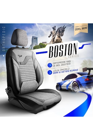 Panda Boston Serisi Keten Kumaş Oto Koltuk Kılıfı   - Tam Set