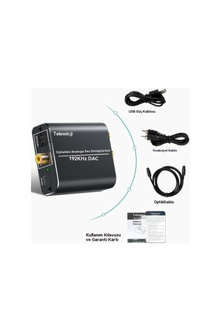 Dac Audio 192khz, Alüminyum Dac Dijitalden Analoga Ses Dönüştürücü, Dijital Spdif Toslink Stereo L/r Rca Jakı 3.5mm Optik/koaksiyel Kablo İle Hd Tv Blu-ray Ps3 Ps4 Xbox