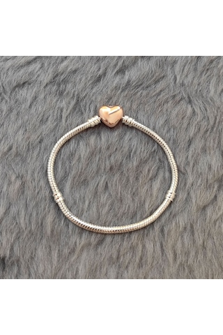 Chavin Ehediye Gümüş Kaplama Rose Kalp Bileklik Eh01Rs Beyaz