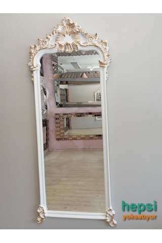 Vintage Madam Model Beyaz Altın Renk Varaklı Boy Aynası (442907834) Beyaz
