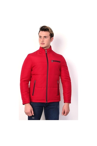 Dik Yaka Regular Fit Fermuarlı Erkek Kapitone Mont