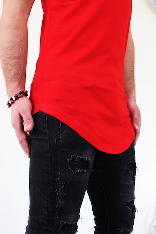 Boldy Erkek Long Fit Tişört Long Tişört Long Kesim Tişört-Kırmızı