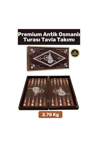 Premium Seri Yüksek Kaliteli Çizilmez Yıpranmaz Mıknatıslı Kapama Antik Osmanlı Turası Tavla Takımı
