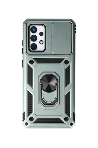 Newface - 425 - Samsung Galaxy A52 Kılıf Pars Lens Yüzüklü Silikon - Ece-umay - - Yeşil