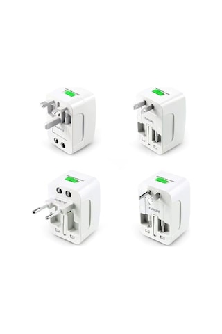 Evrensel Seyahat Adaptörü, Priz Çevirici Dönüştürücü, 150+ Ülke , Tip A/b/c/g/ı, Beyaz, Kompakt Tasarım, 110v 250v 1adet