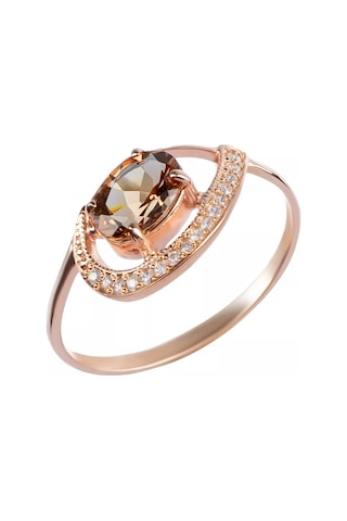 Lair Kültepe Taşlı Ve Fyanit Taşlı Gümüş Kaplama Altın Yüzük 47383785 Kahverengi