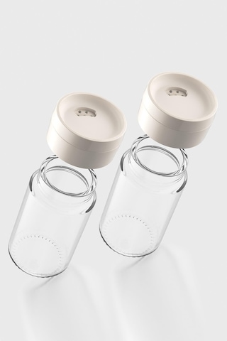 Renga Dorian 105 Ml Bej Kapaklı 2'li Cam Tuzluk Biberlik Seti 121006 Bej