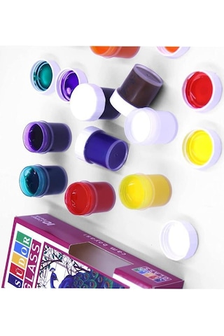 Südor Cam Boyası 6 Renk 15 Ml 1 Paket Cam Vitray Boyası Vitray Boya Seti 6 Lı Çok Renkli