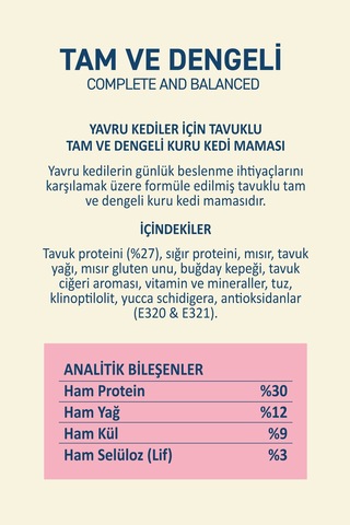 Petipure Tavuklu Kuru Yavru Kedi Maması 1,2 Kg - Besleyici Vitamin İlaveli Tam Ve Dengeli Mama