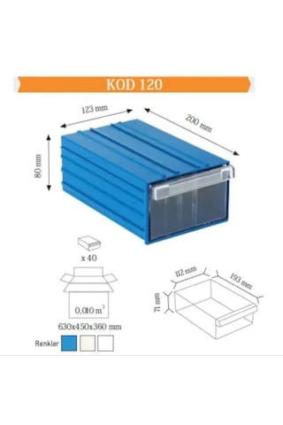 Sembol 120 Plastik Çekmeceli Kutu 123X200X80Mm (25 Adet)