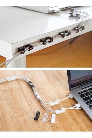 Yapışkanlı Mini 20 Lı Klips Usb Pc Adaptör Kablo Tutucu Aparat Şe