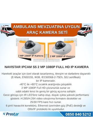 Ambulans Mevzuatına Uygun 1 Tb 2 Kameralı 8 Kanal Mobil Nvr Tak Kullan Set