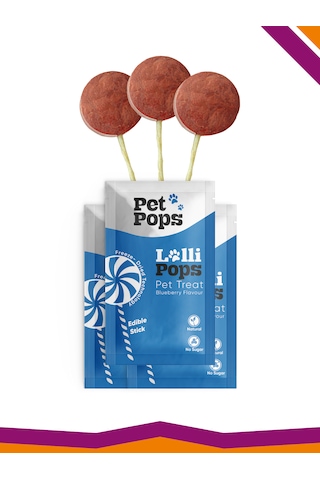 Lollipops Tavuk Ciğeri Yabanmersini 3'lü Kedi Köpek Ödül Lolipopu