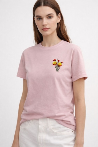 Yubistitch Tshirt Nakış İşlemeli 3d Çiçek-kalın- Gülkurusu