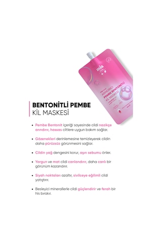 Mia Klinika Siyah Nokta Karşıtı ve Gözenek Sıkılaştırıcı Bentonitli Pembe Kil Maskesi 15 ML