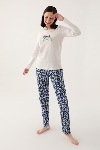 Arnetta Kadın Beyaz Uzun Kol Pijama Takımı Beyaz