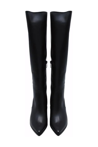 Poletto Hakiki Deri Sıyah Çizme Topuklu 9048 09-1053 Siyah