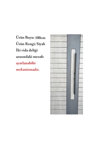 Homdep Çelik Kapı Çekme Kolu Tutma Kolu Kare Model Renk Siyah 100cm