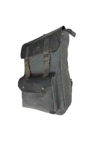 Vintage Kanvas Deri Su Geçirmez Unisex Laptop Bölmeli Okul Seyahat Kamp Sırt Çantası 31 Cm X 44 Cm Siyah