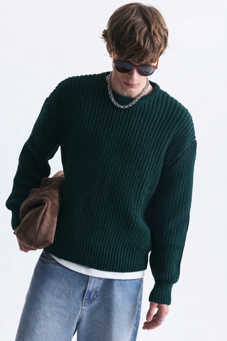 Vamos Oversize Basic Triko Kazak Nefti