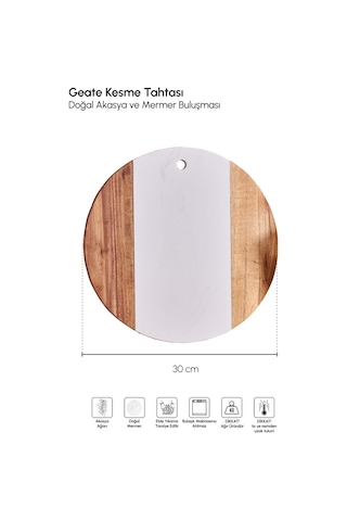 Geate Mermer Akasya Kesme Tahtası 30 Cm Kahverengı Diğer