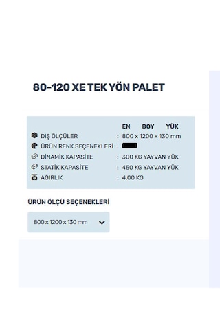 80x120 Tek Yön Plastik Palet - Dayanıklı & Hafif İhracat Paleti