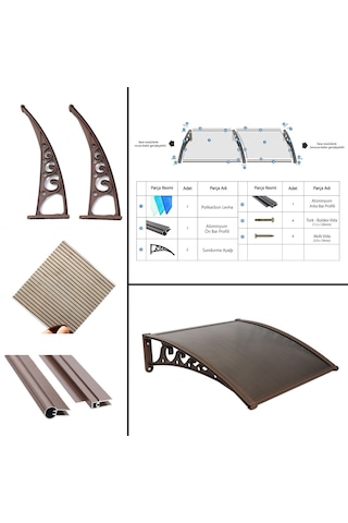 Yapısan Plastik Ayak 6Mm Levhalı Pratik Sundurma 100X100 Cm Kahve