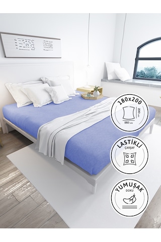 Favora Battal Boy Lastikli Penye Çarşaf - Mavi