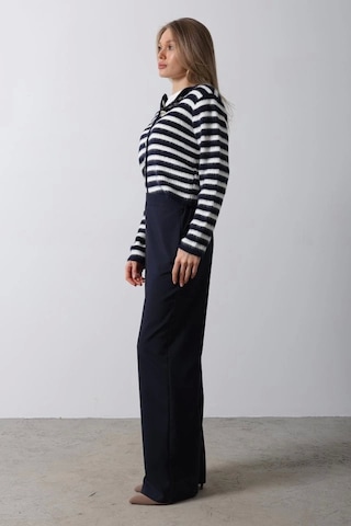 Defymoda Beli Yarım Lastikli Palazzo Pantolon - Lacivert Lacivert
