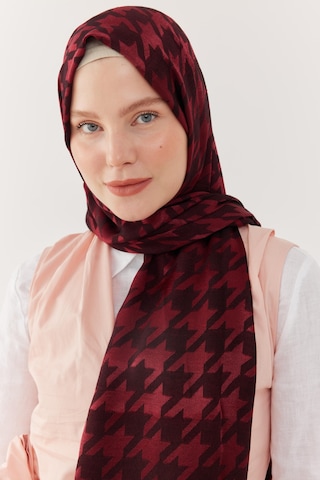 Mirsoy Scarf Kazayağı Desen Parlak Jakar Şal - Bordo Bordo