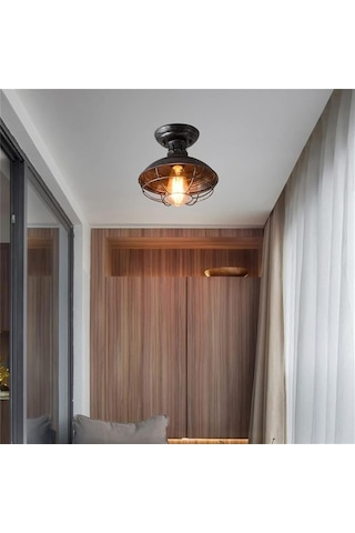 Tel Kafes Tavan Işıkları Kolye Lambaları Endüstriyel Retro Kubbe Tavan Lambasına Yakın Gümüş Gümüş