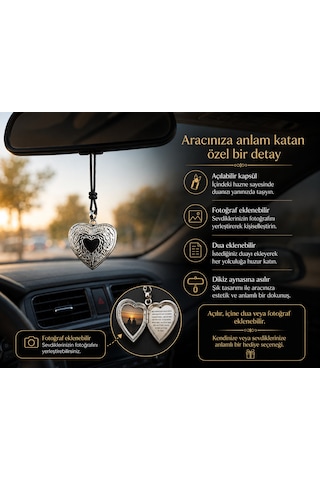 Kalp Madalyon Figürlü Dikiz Aynası Araba Süsü Açılabilir Hatıra Madalyon Araç Aksesuar