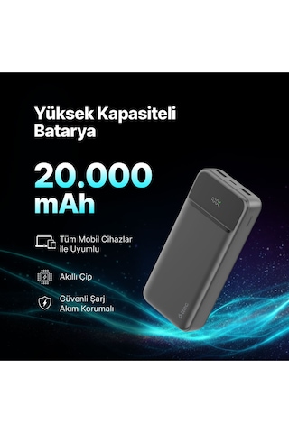 Ttec 2BB268S Recharger LCD 20.000 mAh PD 20W Taşınabilir Hızlı Şarj Aleti/Powerbank