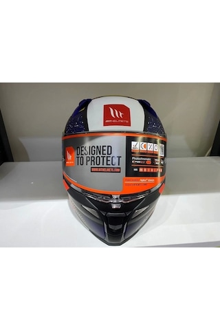 Mt Helmets Kask Revenge 2 Lıght B7 Motosiklet Kaskı Mavi - Sarı - Kırmızı