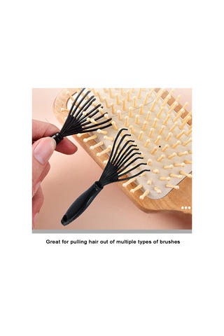 Vkemall Plastik Saç Fırçası Temizleyici - Taşınabilir Saç Teli Temizleme Aleti - Siyah