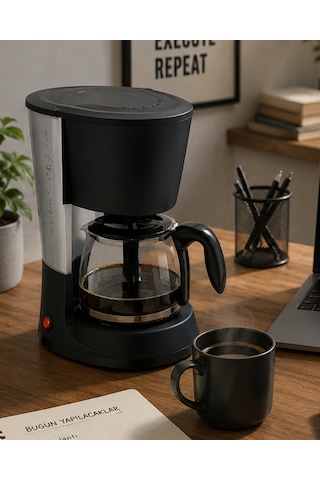 12 Fincan Filtre Kahve Makinesi 1.2 Litre Damlatmaz Sistem Kahve Makinesi Sarı