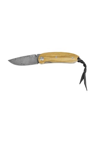 Lionsteel Mini Damascus Olivewood Kamp Çakı Kahverengi