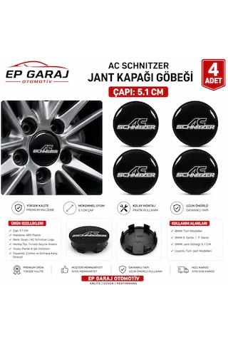 Üniversal Ac Schnitzer Jant Kapağı Göbeği 5.1 Cm 4 Lü Set