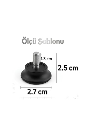 8 Adet Bingo Rotil Ayak Ayakları M6 Civatalı 6 Mm Siyah Profil Ayağı 2.5 Cm