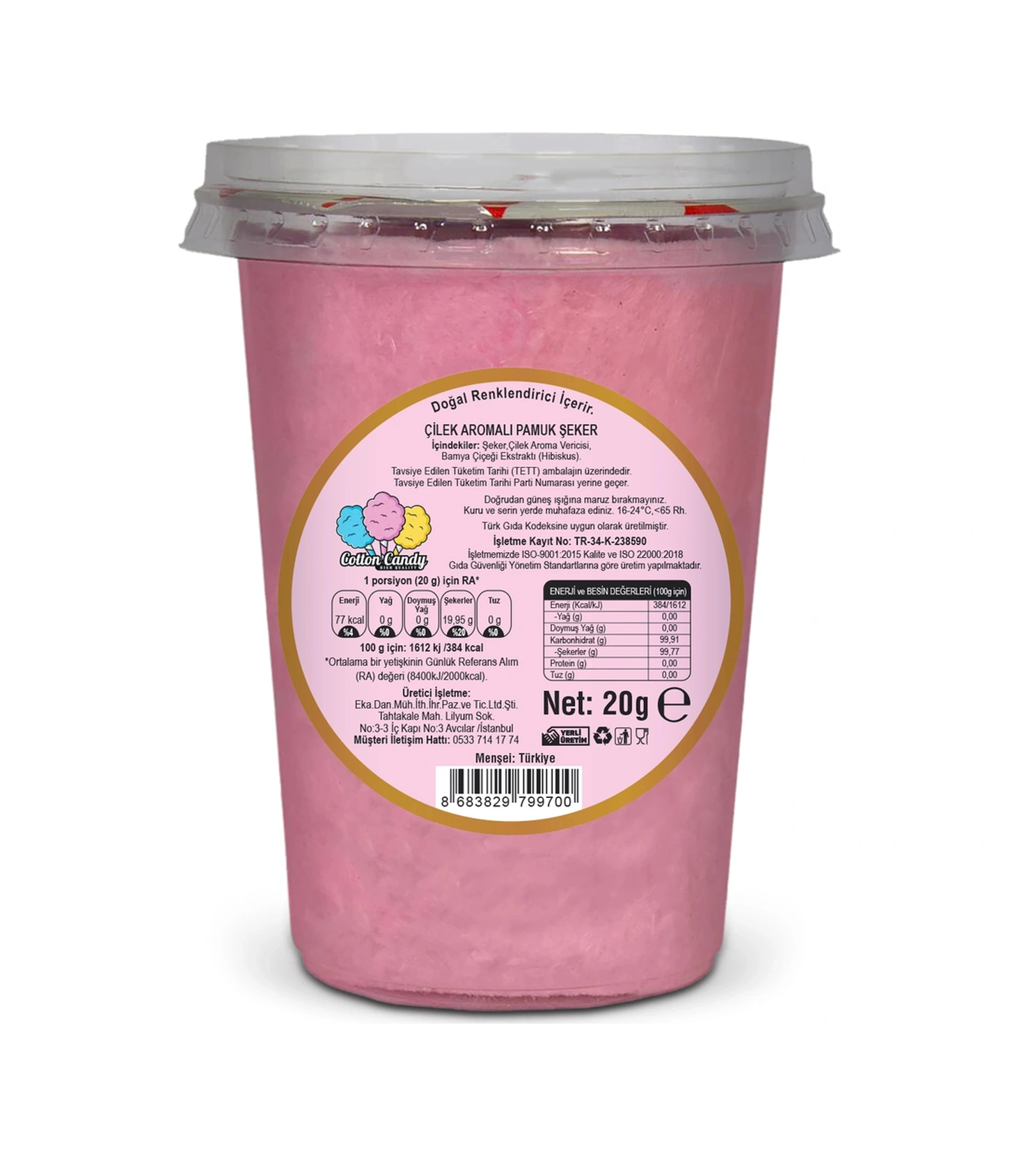 Çilek Aromalı Gurme Pamuk Şeker