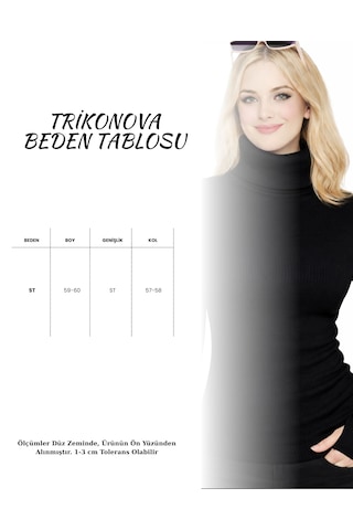 Trikonova Balıkçı Yaka Parmak Detaylı Siyah