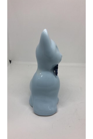 Lebron Masaüstü Dekoratif Seramik Kedi Objesi Mavi