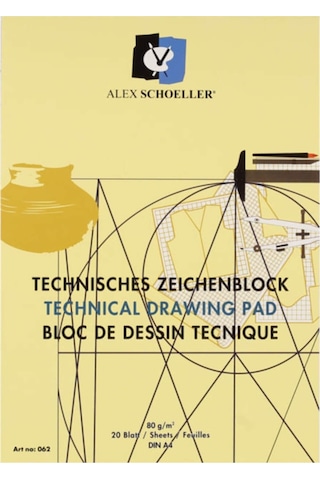 Alex Schoeller Teknik Resim Çizim Blok Dikey Spiralli 80 G A4 20