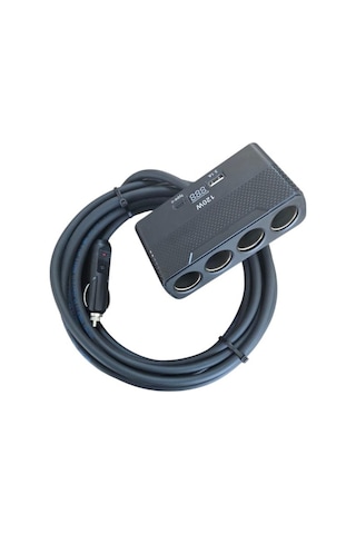Araç Çakmak Uzatma Kablosu Çakmaklık Çoklayıcı Lcd Ekranlı Usb, Type-c Çıkışlı 12 Volt 10 Amper 120 Wat 2 X1,5mm Ttr Bakır 5 Mt-siyah-yt-ot733