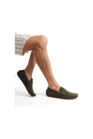 Mubiano Hakiki Deri Erkek Süet Haki Loafer -mssr1277-hk Haki