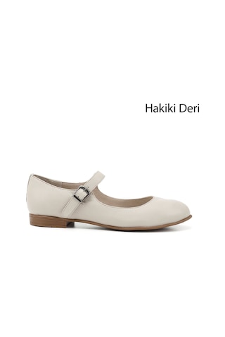 Gönderi(R) Gönderi R Bej Bilek Bağlı Mary Jane Hakiki Deri Babet Bej