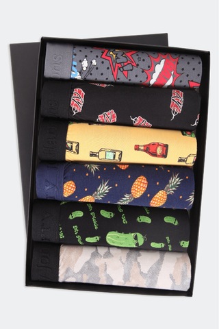 Harry Jons Erkek 6'lı Desenli Renkli Pamuklu Premium Paket Boxer Karışık3 Karışık3