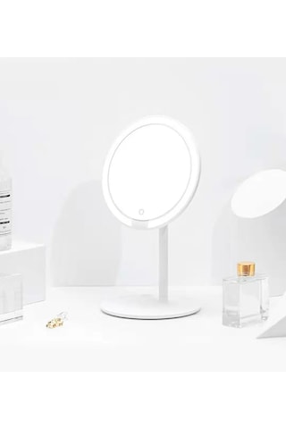 TechTic Dokunmatik LED Işıklı USB Li Yuvarlak Makyaj Aynası Beyaz